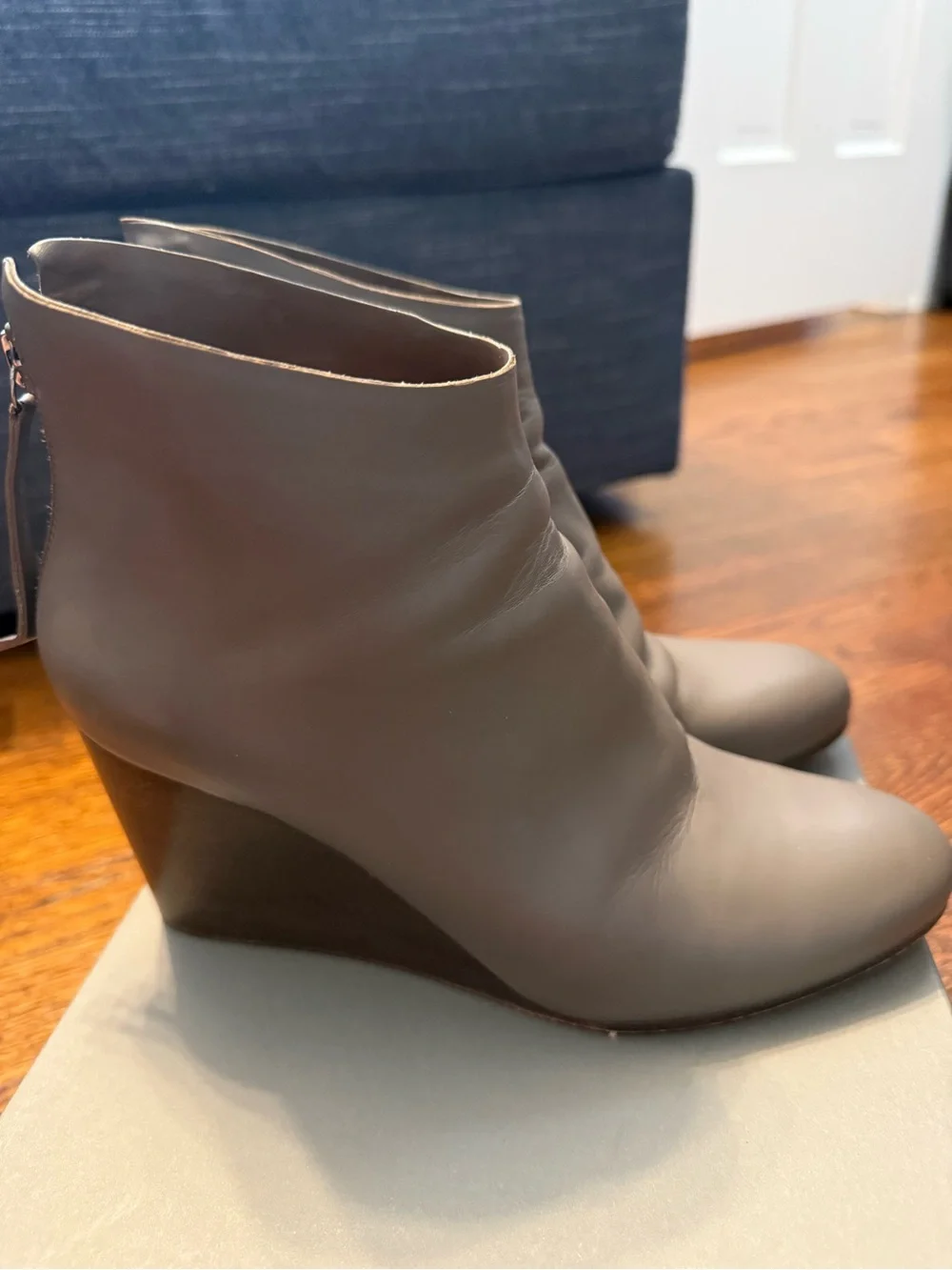 Coclico Women's Brown Leather Wedge Ankle Boot